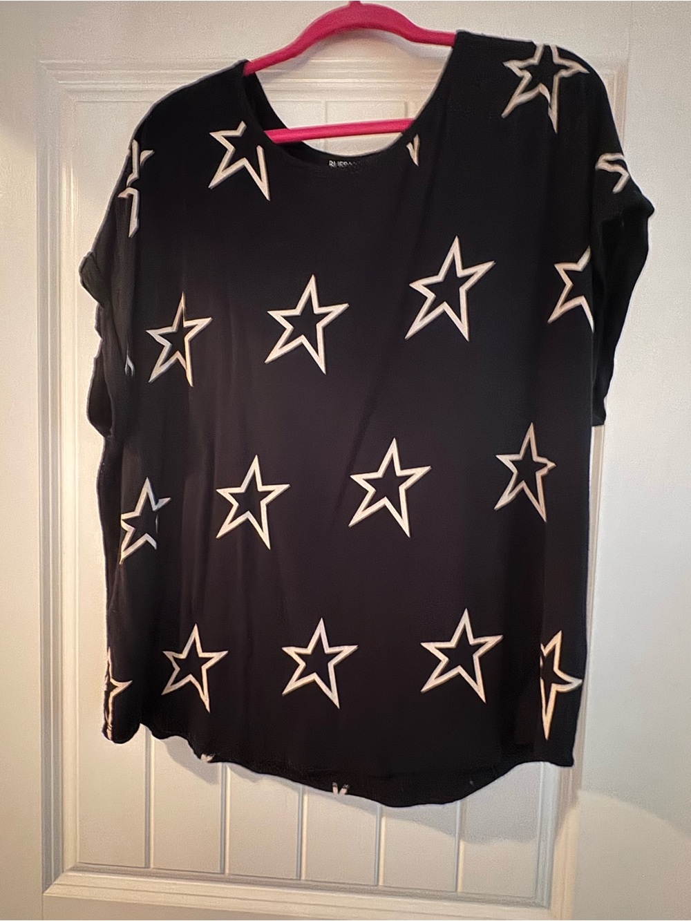 Kirkland Signature Black Short-Sleeve Star-Print Top